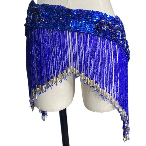 Women Belly Dance Clothing Accessories Teardrop Paillettes Fringe Wrap Sequins - Picture 2 of 11